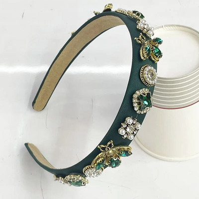Μπαρόκ Rhinestone Glass Stone Bee Handmade Headbands Hairbands for Women Girls Hair Accessories