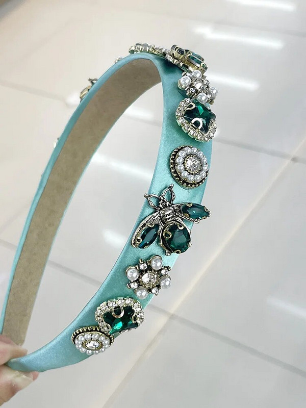 Μπαρόκ Rhinestone Glass Stone Bee Handmade Headbands Hairbands for Women Girls Hair Accessories