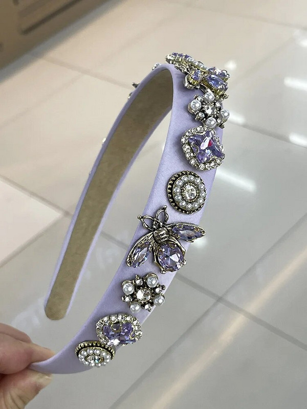 Μπαρόκ Rhinestone Glass Stone Bee Handmade Headbands Hairbands for Women Girls Hair Accessories