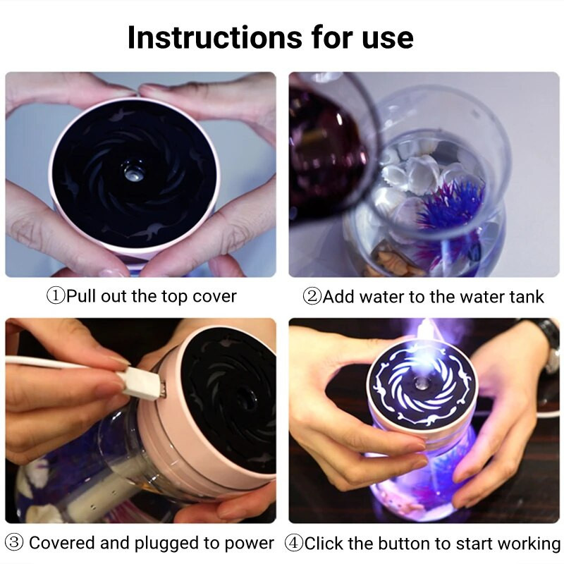 380 ml maastiku USB õhuniisutaja elektriline mini ultraheli jaheda vee aroomi difuusor 7 värvi LED öövalgusega kodutuppa