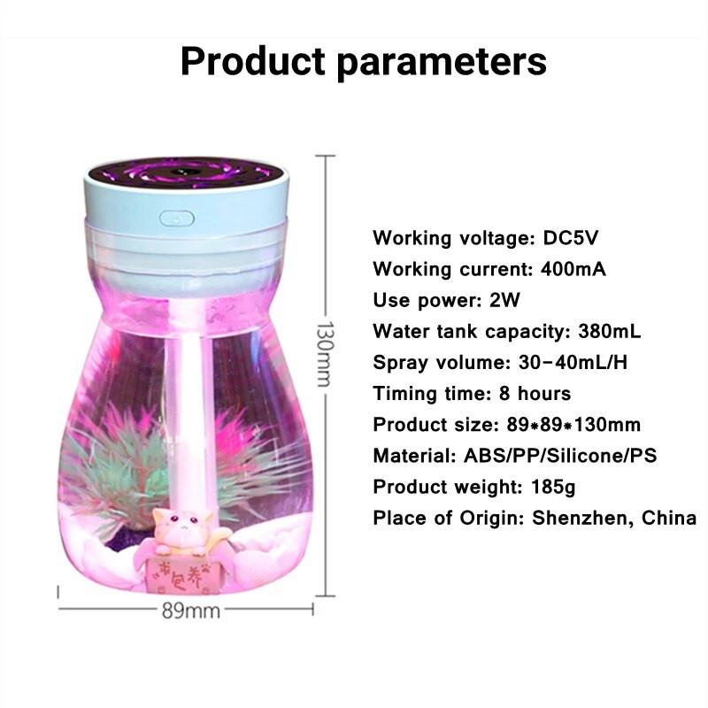 380 ml maastiku USB õhuniisutaja elektriline mini ultraheli jaheda vee aroomi difuusor 7 värvi LED öövalgusega kodutuppa