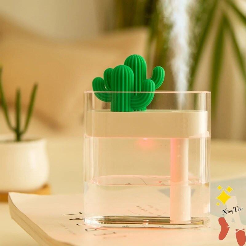 Διαφανής διαχύτης υγραντήρα κάκτου 160ML Έγχρωμη λάμπα USB Ψεκαστήρας υπερήχων αρνητικών ιόντων Ψεκαστήρας υπερήχων μπορεί να χρησιμοποιηθεί στο γραφείο