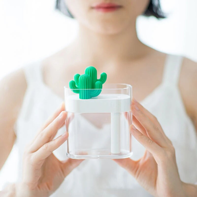 Διαφανής διαχύτης υγραντήρα κάκτου 160ML Έγχρωμη λάμπα USB Ψεκαστήρας υπερήχων αρνητικών ιόντων Ψεκαστήρας υπερήχων μπορεί να χρησιμοποιηθεί στο γραφείο