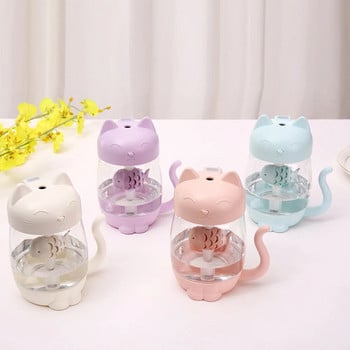 Toolikee 350ml 3in1 USB Himidifier Cat Mini Φορητός Ultrasonic Lovely Kitty υγραντήρας με ανεμιστήρα και διαχύτη αρώματος φωτός νύχτας