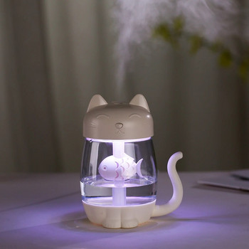 Toolikee 350 ml 3 в 1 USB химидификатор Cat Mini Portable Ultrasonic Lovely Kitty овлажнител с вентилатор и нощна светлина, ароматен дифузьор