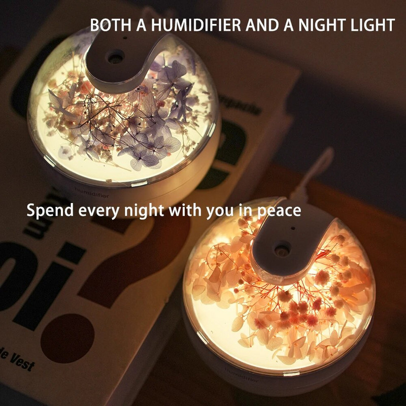 Eternal Flower USB mitrinātāja krāsu kauss Mājas guļamistaba Biroja galddatora kluss liels izsmidzināms gaisa mitrinātājs ar nakts gaismu siltu gaismu