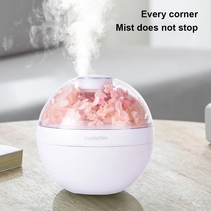 Eternal Flower USB mitrinātāja krāsu kauss Mājas guļamistaba Biroja galddatora kluss liels izsmidzināms gaisa mitrinātājs ar nakts gaismu siltu gaismu