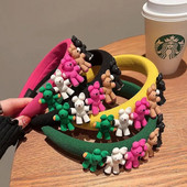 Candycat 4 Styles Krāsaini Sūklis Lācis Plīša Matu Lentes Karikatūra Jauki Matu Aksesuāri Sievietēm Romantiski Matu Apģērbi Sweet 헤어밴드 Kpop