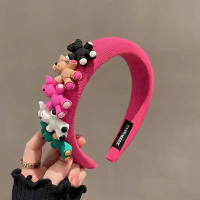 Candycat 4 Styles Krāsaini Sūklis Lācis Plīša Matu Lentes Karikatūra Jauki Matu Aksesuāri Sievietēm Romantiski Matu Apģērbi Sweet 헤어밴드 Kpop