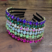 roku darbs dzirkstoši rozā zaļi kristāli luksusa matu lentes dimanta matu rotaslietas strass galvassegas modes sievietēm meitenēm