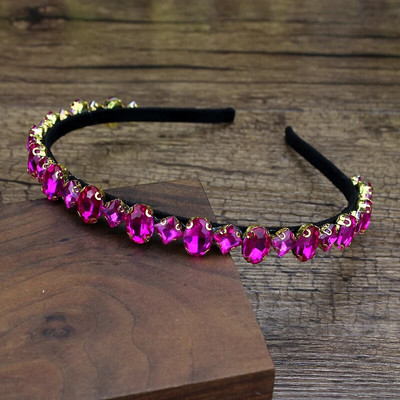 roku darbs dzirkstoši rozā zaļi kristāli luksusa matu lentes dimanta matu rotaslietas strass galvassegas modes sievietēm meitenēm