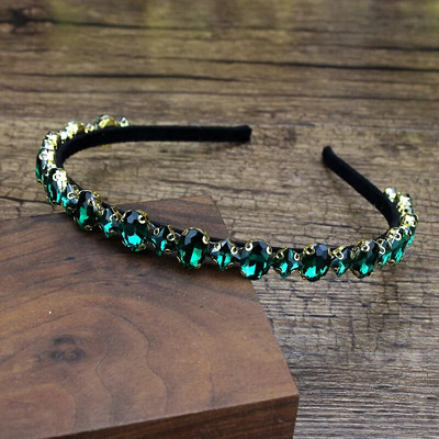 roku darbs dzirkstoši rozā zaļi kristāli luksusa matu lentes dimanta matu rotaslietas strass galvassegas modes sievietēm meitenēm