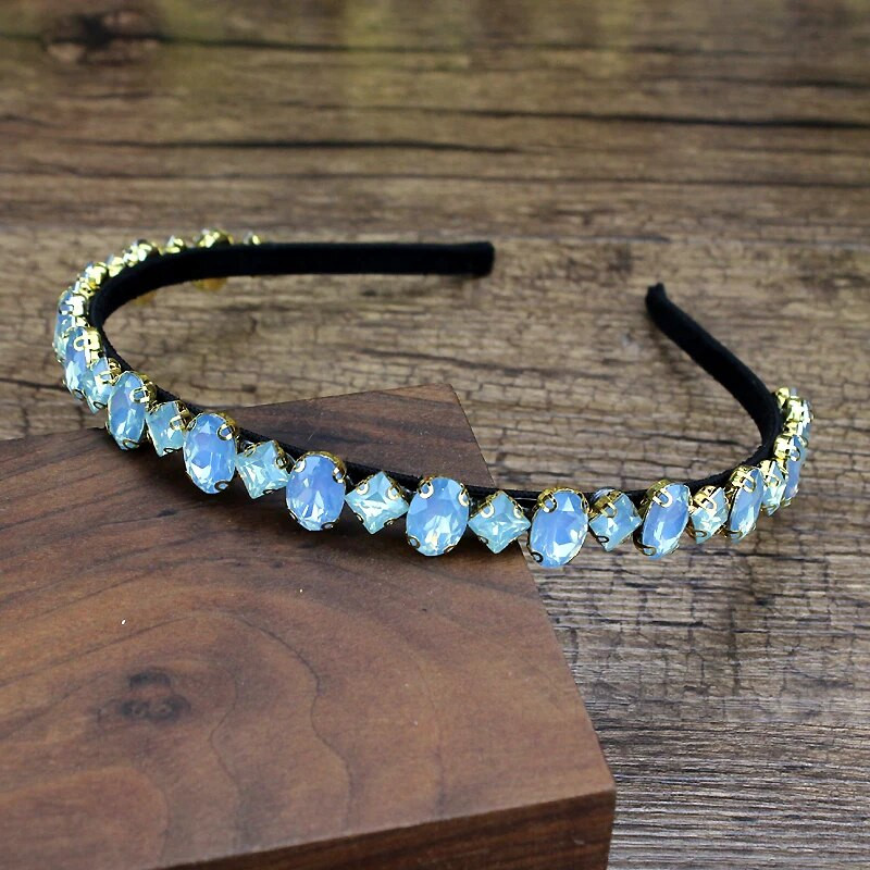 roku darbs dzirkstoši rozā zaļi kristāli luksusa matu lentes dimanta matu rotaslietas strass galvassegas modes sievietēm meitenēm