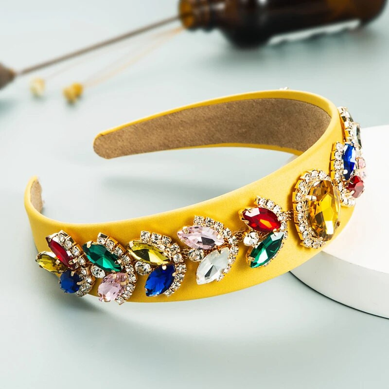 Bandă pentru cap din țesătură solidă europeană și americană, încrustată cu strasuri, accesorii de păr în stil baroc