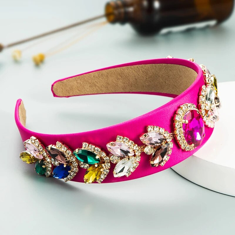Bandă pentru cap din țesătură solidă europeană și americană, încrustată cu strasuri, accesorii de păr în stil baroc