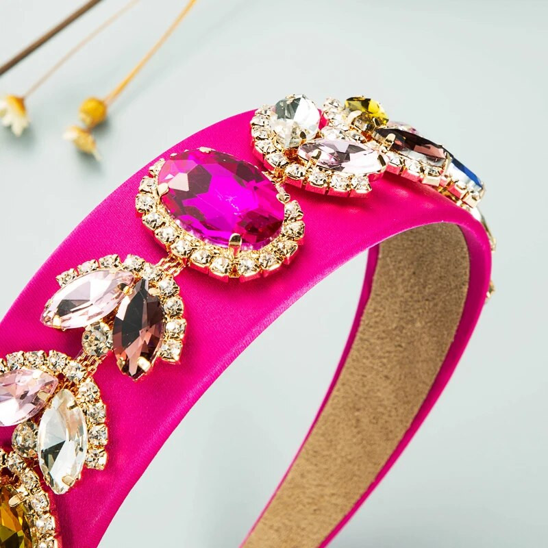 Bandă pentru cap din țesătură solidă europeană și americană, încrustată cu strasuri, accesorii de păr în stil baroc