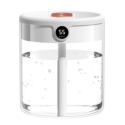 H2o gaisa mitrinātājs 2L lielas ietilpības dubultā sprausla ar LCD mitruma displeja aromāta ēterisko eļļu difuzoru mājas pārnēsājamam USB