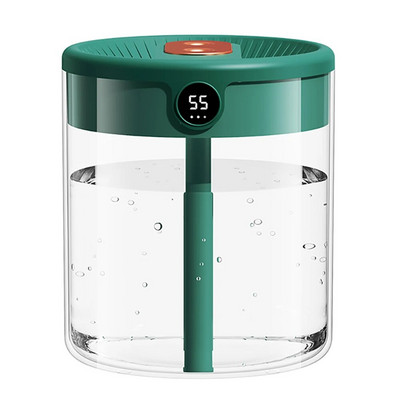 H2o gaisa mitrinātājs 2L lielas ietilpības dubultā sprausla ar LCD mitruma displeja aromāta ēterisko eļļu difuzoru mājas pārnēsājamam USB