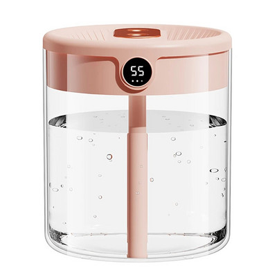 H2o gaisa mitrinātājs 2L lielas ietilpības dubultā sprausla ar LCD mitruma displeja aromāta ēterisko eļļu difuzoru mājas pārnēsājamam USB