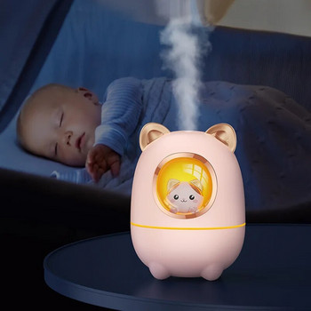 Cartoon Kitty Air Humidifier Diffuser Aroma Essential Oil Άρωμα με Νυχτερινό Φως Δωμάτιο Φυτό Υπνοδωμάτιο Χαριτωμένο αθόρυβο ρεύμα USB
