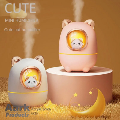 Cartoon Kitty Air Humidifier Diffuser Aroma Essential Oil Άρωμα με Νυχτερινό Φως Δωμάτιο Φυτό Υπνοδωμάτιο Χαριτωμένο αθόρυβο ρεύμα USB