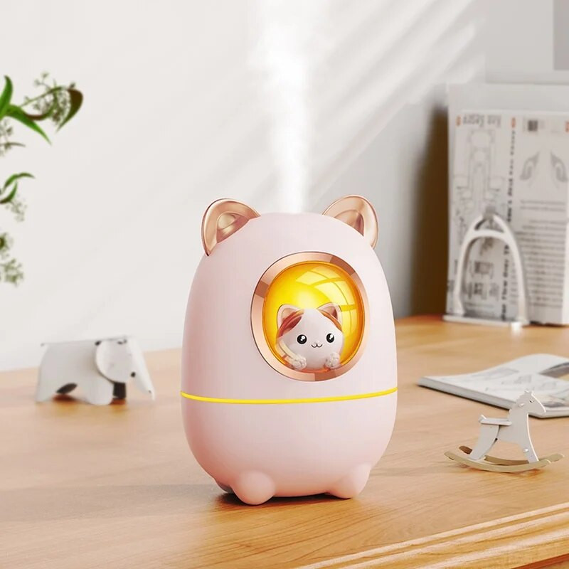 Cartoon Kitty gaisa mitrinātāja difuzors aromāts ēteriskās eļļas smaržas ar nakts gaismu istabas augu guļamistaba Guļamistaba Cute Silent USB Power