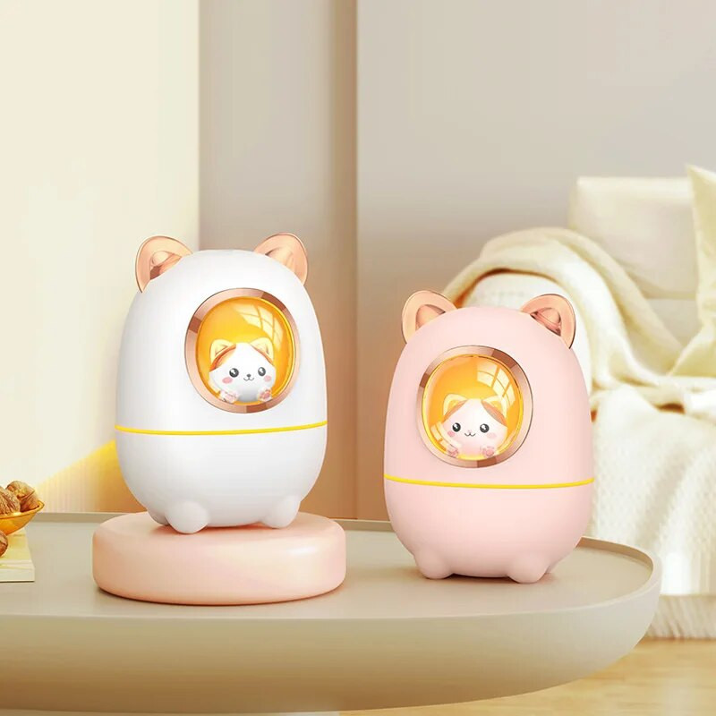 Cartoon Kitty gaisa mitrinātāja difuzors aromāts ēteriskās eļļas smaržas ar nakts gaismu istabas augu guļamistaba Guļamistaba Cute Silent USB Power