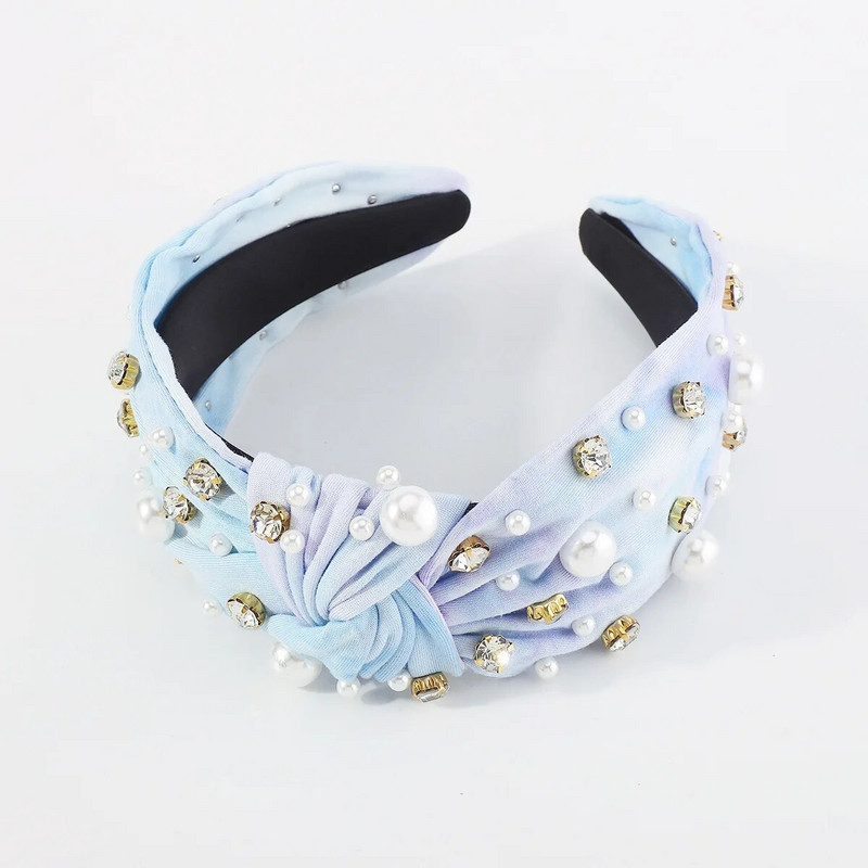 Europska i američka modna traka za glavu od visokokvalitetne tkanine obojene kravatom Kreativna ženska traka za kosu s dijamantnim perlama