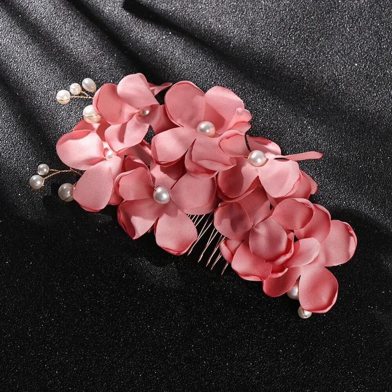 1Gb modes sarkanu ziedu matu ķemme līgavas māsa kristāla matu sprādze līgavas matadata kāzu matu rotaslietas sievietēm ballītei matu lente