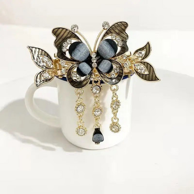 Modes Eleganti Cirkona tauriņš, pušķis matu sprādzes aksesuāri sievietēm Retro etniskā stila mazs krabju saspraudes galvassegas rotaslietas dāvana