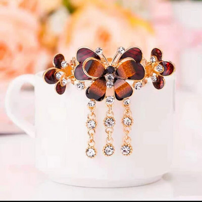 Ολοκαίνουργια μόδα χαριτωμένα διπλά κλιπ για τα μαλλιά με πεταλούδα Γυναικεία κορίτσια με στρας Αλογοουρά κλιπ για τα μαλλιά Κλιπ καβουριών Νυφικά αξεσουάρ μαλλιών