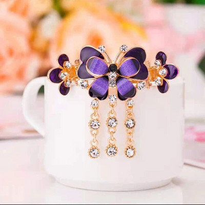 Ολοκαίνουργια μόδα χαριτωμένα διπλά κλιπ για τα μαλλιά με πεταλούδα Γυναικεία κορίτσια με στρας Αλογοουρά κλιπ για τα μαλλιά Κλιπ καβουριών Νυφικά αξεσουάρ μαλλιών