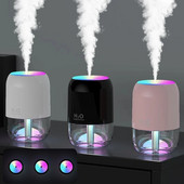 Pārnēsājams USB Cool Mist smidzinātājs 300 ml pārnēsājams elektriskais gaisa mitrinātājs aromātiskās eļļas difuzors ar krāsainu nakts gaismu mājas automašīnai