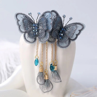 Modes izšuvumi Tauriņu pušķi matu aksesuāri sievietēm Retro Eleganta galvassega Pavasara matadata Meiteņu rotaslietas Dāvana Tiāra