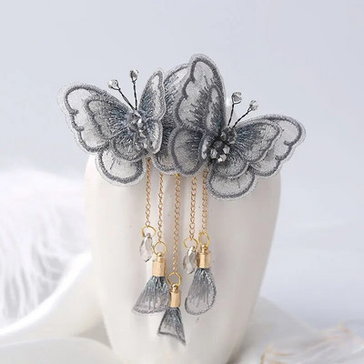 Modes izšuvumi Tauriņu pušķi matu aksesuāri sievietēm Retro Eleganta galvassega Pavasara matadata Meiteņu rotaslietas Dāvana Tiāra