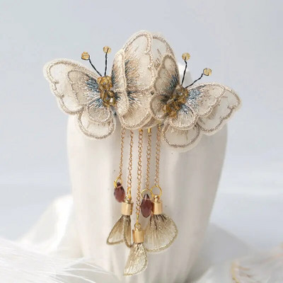 Modes izšuvumi Tauriņu pušķi matu aksesuāri sievietēm Retro Eleganta galvassega Pavasara matadata Meiteņu rotaslietas Dāvana Tiāra