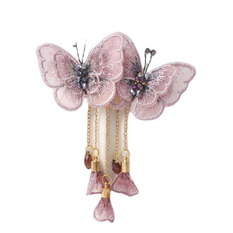 Modes izšuvumi Tauriņu pušķi matu aksesuāri sievietēm Retro Eleganta galvassega Pavasara matadata Meiteņu rotaslietas Dāvana Tiāra