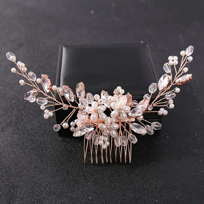 Kristāla Rhinestone Flower Pearl Matu ķemmes galvas saite Tiara matu sprādze sievietēm Līgavu ballīte Kāzu Līgavu matu aksesuāri Rotaslietas