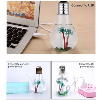 Υγραντήρας Bulb 400ml Μεγάλης χωρητικότητας Desktop Art Air Humidifier Colorful Night Light Diffuser USB Mini Purifier