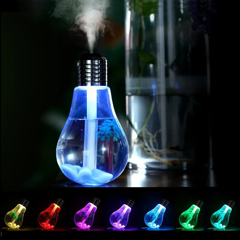 Υγραντήρας Bulb 400ml Μεγάλης χωρητικότητας Desktop Art Air Humidifier Colorful Night Light Diffuser USB Mini Purifier