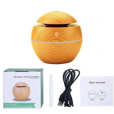 USB aroomiõli difuusor puidust elektriline niisutaja 130ml ultraheli õhuniisutaja mini aroomiteraapia LED valguse udumasin koju