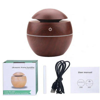 USB aroomiõli difuusor puidust elektriline niisutaja 130ml ultraheli õhuniisutaja mini aroomiteraapia LED valguse udumasin koju