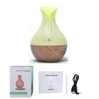 USB aroomiõli difuusor puidust elektriline niisutaja 130ml ultraheli õhuniisutaja mini aroomiteraapia LED valguse udumasin koju