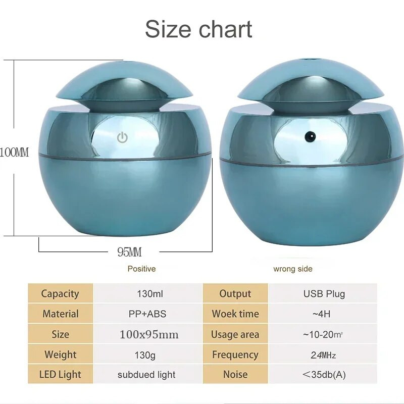 USB aroomiõli difuusor puidust elektriline niisutaja 130ml ultraheli õhuniisutaja mini aroomiteraapia LED valguse udumasin koju