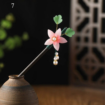 Χειροποίητα λουλούδια φουρκέτες ραβδιά μαλλιών Vintage ξύλινα κινέζικα μπαστούνια για γυναίκες στολίδια μαλλιών Αξεσουάρ κοσμημάτων