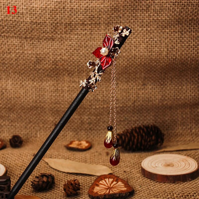 Käsitsi valmistatud luksuslikud lillelised juuksenõelad Juuksepulgad Vintage puidust Hiina juuksepulganõelad naistele juuksekaunistused ehted aksessuaarid