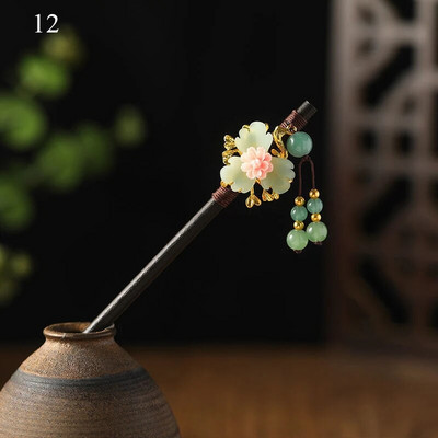 Käsitsi valmistatud luksuslikud lillelised juuksenõelad Juuksepulgad Vintage puidust Hiina juuksepulganõelad naistele juuksekaunistused ehted aksessuaarid