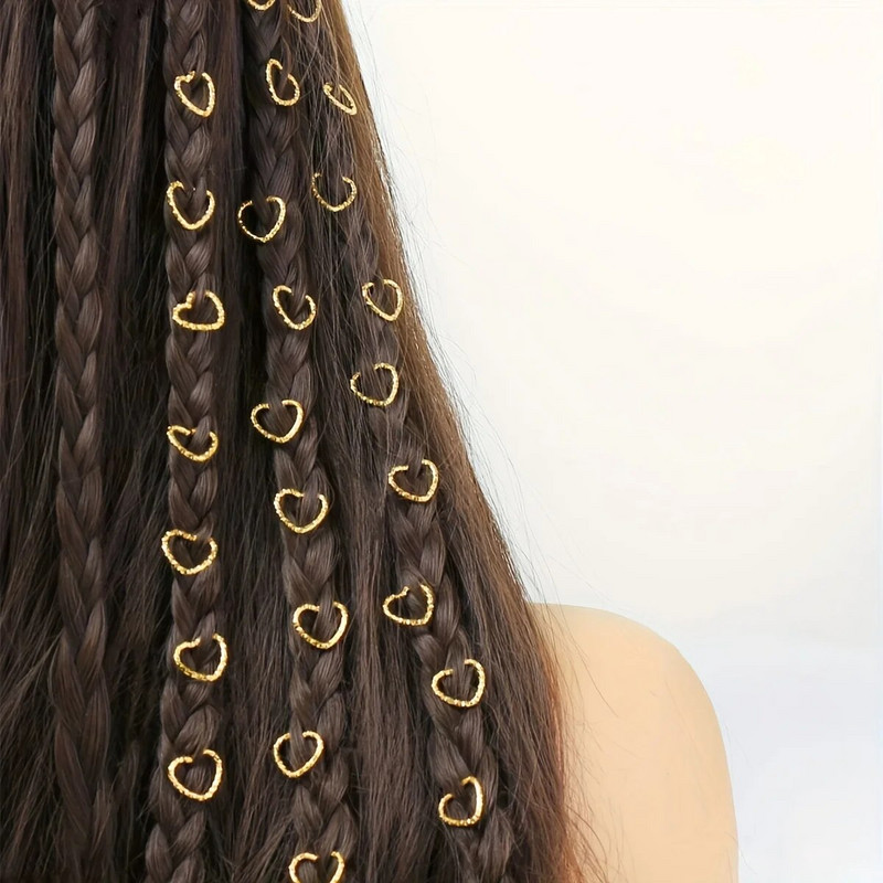 30 gab. Sieviešu sirds dizains, moderns bohēmiešu hipiju stila matu gredzens matu dekorēšanai/piederumi