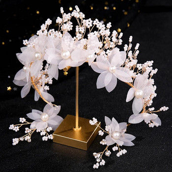 Σετ σκουλαρίκια Tiaras Αξεσουάρ για τα μαλλιά γάμου για γυναίκες Flower Rhinestone Pearl Headbands Dangler Princess Bridal Crowns Κοσμήματα
