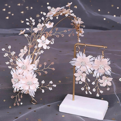 Tiaras Kõrvarõngakomplektid Pulmajuukse Aksessuaarid Naistele Lilled Rhinestone`ist Pärlipeapaelad Rippuvad Printsessi Pruudikroonid Ehted